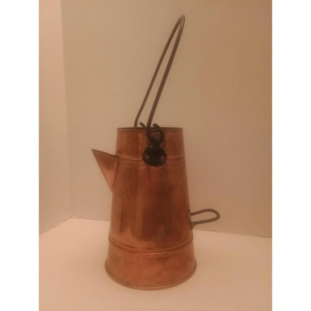 Vintage Copper & Brass Cowboy Coffee Pot